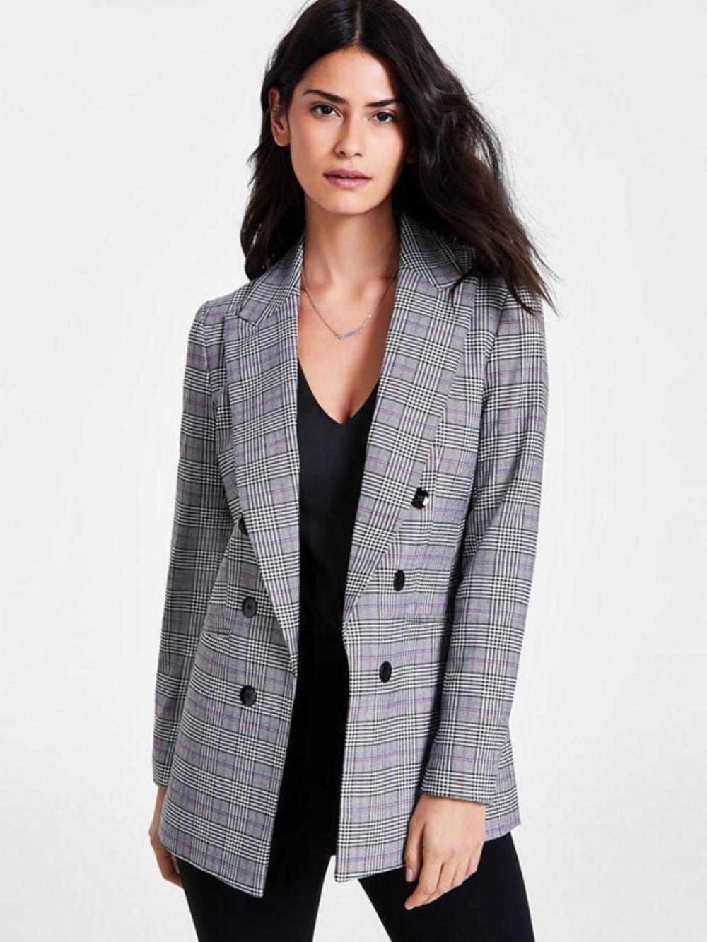 Bar III Plaid Double-Breasted Blazer from Macy's